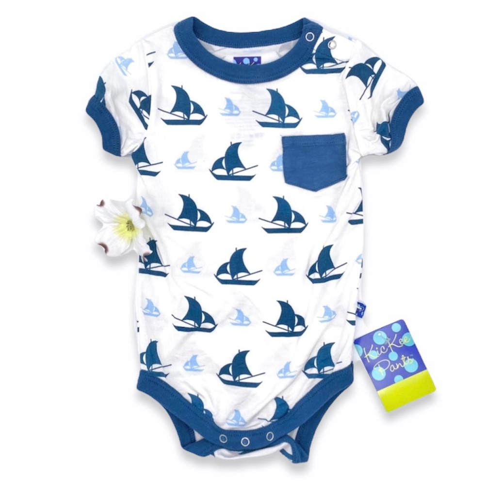 NWT KicKee Pants Natural Sailboat Bodysuit & Pants, 18-24m - Picture 4 of 15